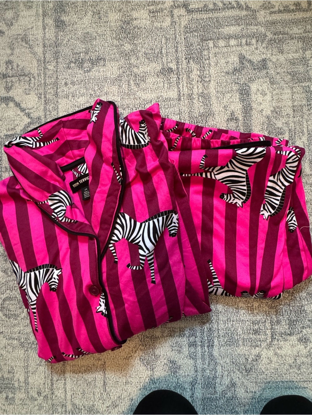 Women's Pink Zebra Stripe Pajama Set